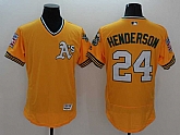 Oakland Athletics #24 Rickey Henderson Mitchell And Ness Yellow 2016 Flexbase Collection Stitched Jersey,baseball caps,new era cap wholesale,wholesale hats